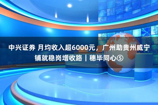 中兴证券 月均收入超6000元，广州助贵州威宁铺就稳岗增收路｜穗毕同心⑤