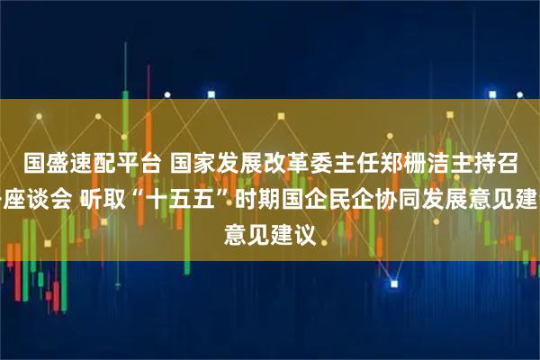 国盛速配平台 国家发展改革委主任郑栅洁主持召开座谈会 听取“十五五”时期国企民企协同发展意见建议
