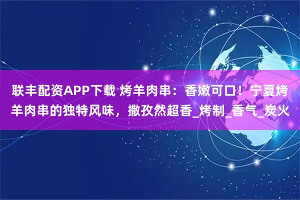 联丰配资APP下载 烤羊肉串：香嫩可口！宁夏烤羊肉串的独特风味，撒孜然超香_烤制_香气_炭火